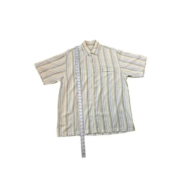 Tommy Bahama Short Sleeve Shirt Sage Green Striped Button Up Size Large - Picture 4 of 7